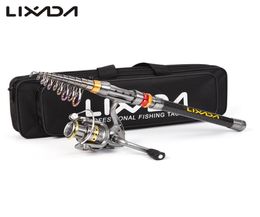 LIXADA TELESCOPISCHE VISSING LAGE ROD ROD ROEL COMBO SET Koolstofvezel Vissingsstaaf Pool Spinning Reel Fishing Bag voor vara de pesca3991030