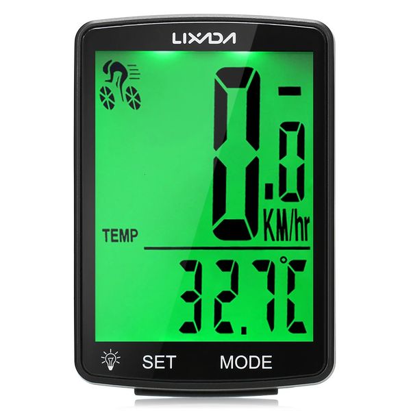 LIXADA Computadora inalámbrica para bicicleta Pantalla LCD multifuncional Computadora para bicicleta Bicicleta de montaña Velocímetro Odómetro IPX6 Impermeable 240301