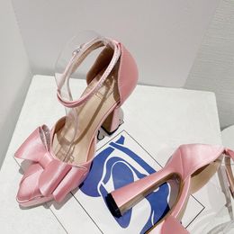 Liyke nouvelle mode rose nœud papillon bout pointu Super talons hauts plate-forme pompes femmes sandales fête mariage Banquet chaussures taille 35-42