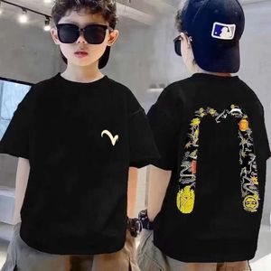 Liyue Longmen Fushen kort T-shirt voor jongensmeisjes, Koreaanse versie, los passende medium en grote kinderheve Instagram Trendy Summer Top 851386