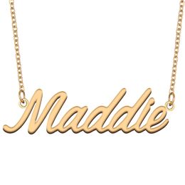 Maddie naamkettingen hanger op maat gepersonaliseerd voor dames meisjes kinderen beste vrienden moeders geschenken 18k verguld roestvrij staal