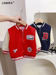 LJMOFA 1-6T Chaqueta de primavera para niños para abrigo de niño Cremallera de otoño Uniforme de béisbol Ropa de abrigo ligera de algodón Ropa para niños pequeños D144 240123