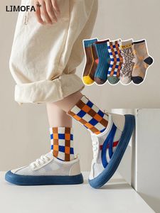 LJMOFA 5 paires de chaussettes en coton pour enfants chaussettes d'hiver chaudes pour bébés filles garçons rétro tartan motif léopard mode chaussettes pour tout-petits C161 240124