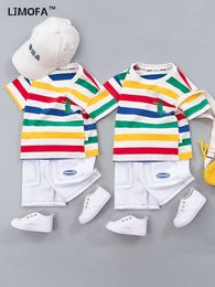 LJMOFA Summer Cartoon Cartoon Dinosaur Fashion Children T-shirt + Shorts Toddler Baby Boys Girls Clothes Set New Kids Tracksuits D430 L2405