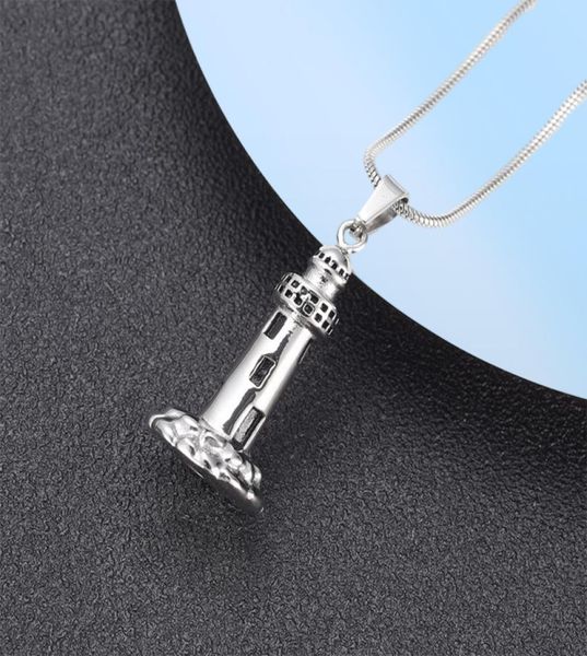 LkJ10012 les cendres de crémation du phare transformées en bijoux en acier inoxydable hommes souvenir urne commémorative pendentif pour Dad3107174