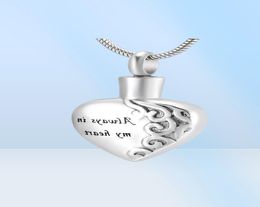 LKJ10021 Classic Ash Pendant Necklace Menswomen Memorial Sieraden Snijvallen Altijd in mijn hart Dog Cat Paw Cremation Urn Keepsake NE8913903