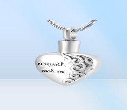 LKJ10021 Classic Ash Pendant Necklace Herenvrouwen Memorial Sieraden Snijvaart Altijd in mijn hart Dog Cat Paw Cremation Urn Keepsake NE3195470