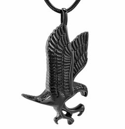 LKJ10077 Collar de urna conmemorativa de águila negra, Material de acero inoxidable, joyería de cremación de mascotas, urnas funerarias, medallón para cenizas 5727885
