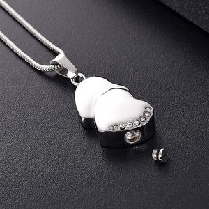 LKJ12447 Zilver Tone Hart Crematie Hanger Mannen Vrouwen As Houder Gedenkteken Urn Ketting met Trechter Geschenk Box277n