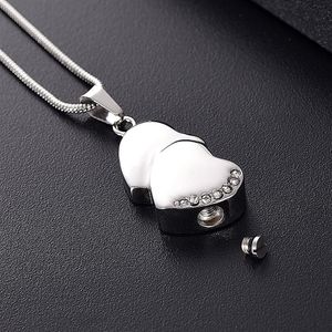 LKJ12447 Zilver Tone Hart Crematie Hanger Mannen Vrouwen As Houder Gedenkteken Urn Ketting met Trechter Geschenk Box287y