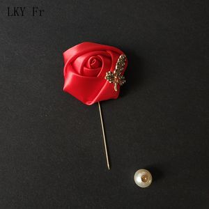 LKY FR BOUTONNIERE BROOCH Corsage Pins for Women Men Red Buted Bouthole Boutonniere Groomsmen Accesorios de matrimonio