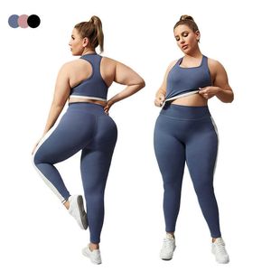 LL-01 Dames Yogaset Plus Workout Oufit Curvy Girl Sportbeha Gymleggings Elastisch 2-delig Fiess-pak Big Size Lady Activewear