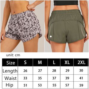 LL-0160 Marque Femmes Yoga Tenues Taille Haute Shorts Exercice Pantalon Court Fitness Wear Filles Courir Élastique Adulte Pantalon Sportswear Doublé Cordon