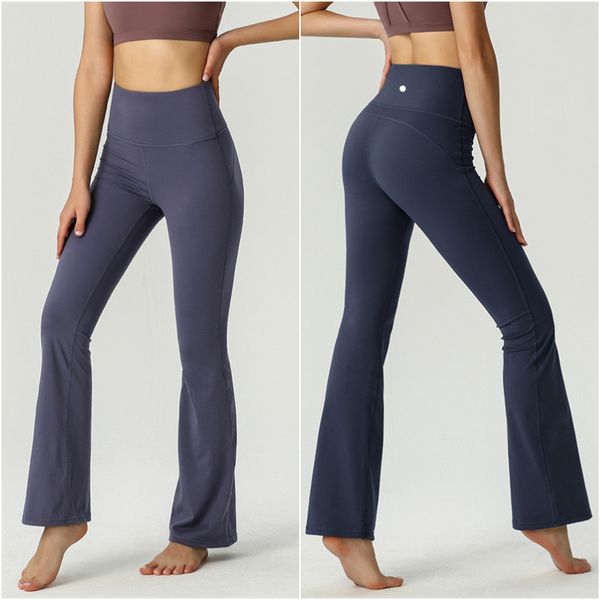 LL-022 Pantalons pour femmes Tenues de yoga Pantalon évasé Taille haute élastique Lâche Excerise Sport Gym Fit Belly Bell-Bottom Long Pant à séchage rapide