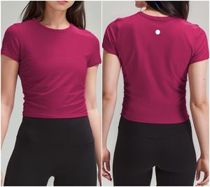 LL-074dx Dames Yoga Outfit Shirts Meisjes Hardloopsport T-shirts met korte mouwen Dames Casual Sportkleding voor volwassenen Trainer Gymoefening Fitnesskleding T-shirts Ribbels