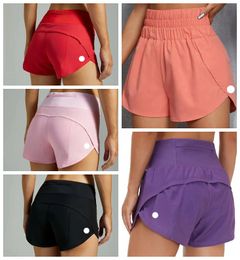 LL-24 Accélérer les courts sports courts doublés de grande hauteur Shorts sportifs pour femmes Séchante rapide des vêtements de course en vrac Back Zipper Pocket Fitness Yoga