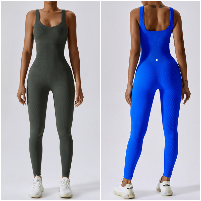 LL-6848 Womens Jumpsuit Yoga Outfits Jumpsuits Sleeveless Close-fitting Dance Long Pants Breathable Leggings Screw Thread Long Pant