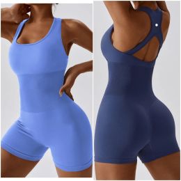 LL-6949 Womens lu Jumpsuits Yoga-outfits Mouwloze bodysuit ll Dance Gym One Piece Yoga Jumpsuit Kort Ademend Snel Droog