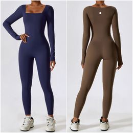 LL-8150 dames outfit jumpsuits mouw close-passende meisjes dance gym één stuk yoga jumpsuit lange broek ademend broek