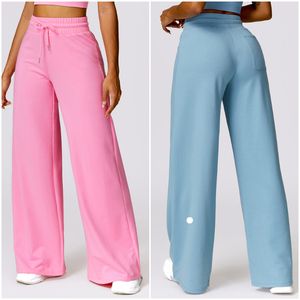 LL-8485 Conjunto de Yoga para mujer, pantalones para correr, ejercicio, pantalones de cintura alta para adultos, ropa deportiva para niñas, pantalones sueltos elásticos cepillados, ropa deportiva