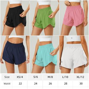 LL-88240-1 Yoga-outfits voor dames Hoge taille Shorts Oefening Korte broek Fitnesskleding Meisjes Hardlopen Elastische volwassen broek Sportkleding Ademende zak