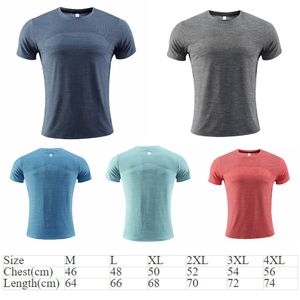 LL-9138 Mens Yoga Outfit Gym T-shirts Zomeroefening Fitness Wear Sportwear Running Trainer Korte mouw Shirts Buiten Tops Ademend