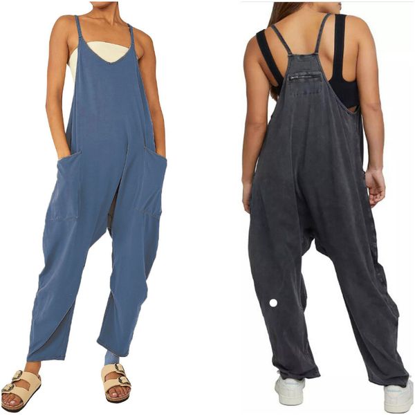 LL-995 Womens Yoga Outfits Loose Jumpsuit Salopette Long Pantalon Salopette Grande Taille