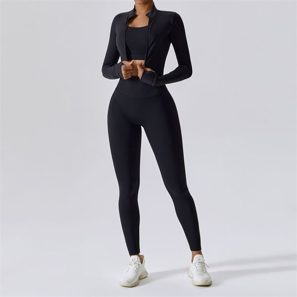 LL Brand Brand Womens Yoga tenue Trois pièces Vestpants Jackets costumes Exercices