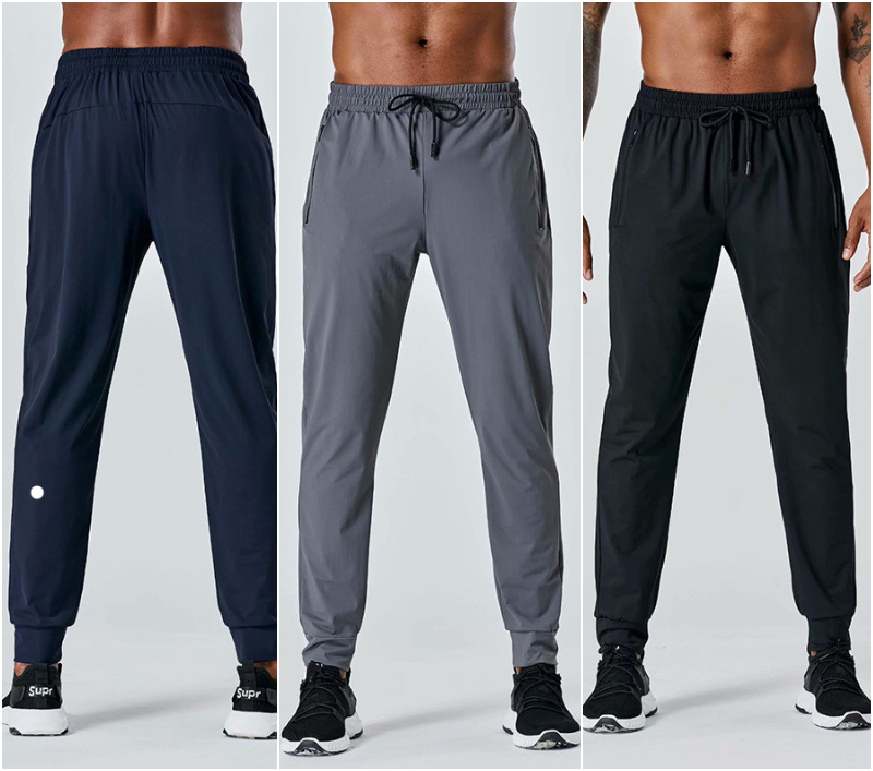 LL Mens Pants Yoga Outfits Men Running Sport Breathable Trainer Trousers Adult Sportswear Gym Exercise Fitness Wear Fast Dry Elastic Drawstring Long Pant
