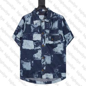 LL Schaakboard Casual shirt Hoogwaardige Brand Shirt Spring/Summer Nieuwe denim Korte mouw veelzijdig casual shirt voor mannen en vrouwen gratis verzending