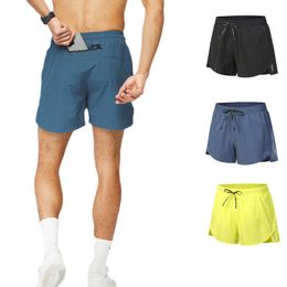 LL Designer heren sportshort oversized 4XL outdoor sneldrogende fitnessshort met dubbele voering dunne hardloopshort met zakken met ritssluiting