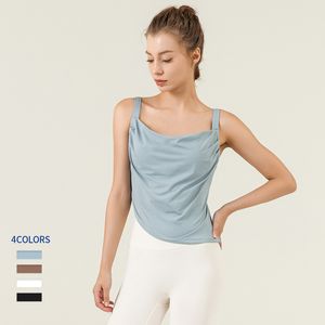 LL Double bandoulière vêtements de Yoga col pivotant gilet à bretelles avec coussin de poitrine femme été anti-exposition à l'intérieur prendre des vêtements de fitness