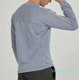 LL French Terry Hommes Yoga Tenue Surdimensionnée Crew Sweatshirts Pull Lâche Chemise À Manches Longues Fitness Entraînement Cou Blouse LU LU L Vêtements à la Mode