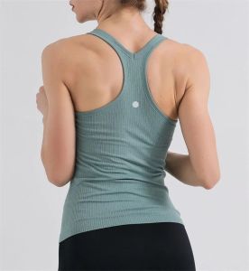 LL Gym Yoga BH Backless Crop Top Dames Ronde hals Met Gym Off Schouder Sexy Tank Tops Fitness Cami Casual Zomer
