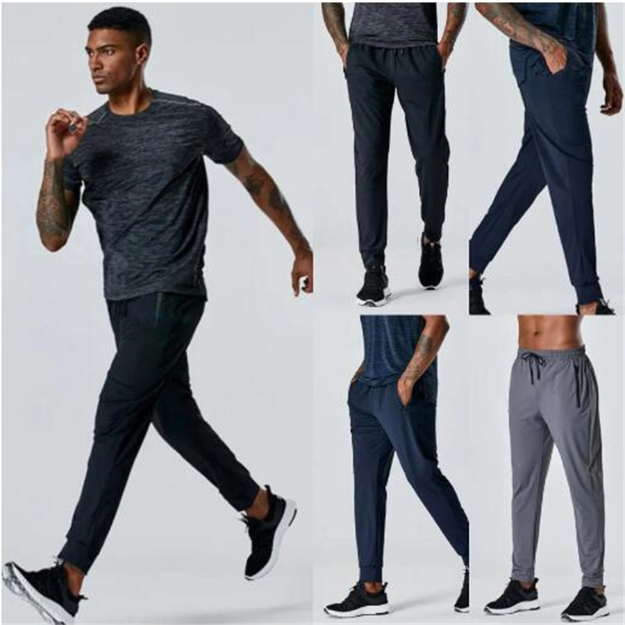 LL- high-waisted rope running jogging men's quick-dry gym gym gym pants double pocket sports LU yoga pants