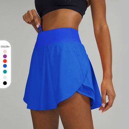 Ll Lemons Shorts d'été -16 jupe sportive Oose Oose Yoga Eggings Gym Vêtements Femmes Running Fiess Workout Casual Ight Proof Double Ayer Hot Pantal