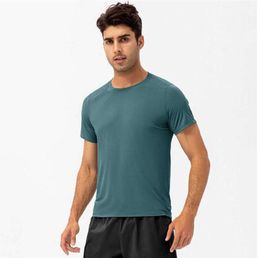 LL Mans Yoga Outfit Lu Running Shirts Compresión Medias deportivas Fitness Gym Soccer Jersey Ropa deportiva Secado rápido T- TopHigh Quality4453