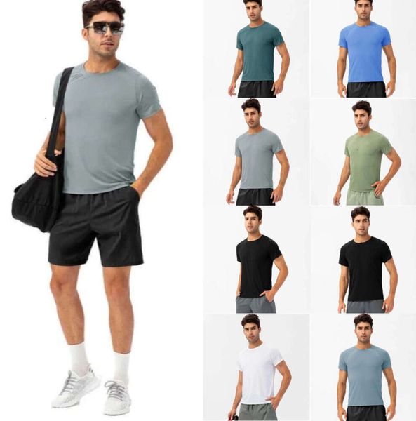 LL mans Yoga Outfit Lu Running Shirts Medias deportivas de compresión Fitness Gym Soccer Man Jersey Ropa deportiva Camiseta deportiva de secado rápido Top 220 Camiseta de marca de lujo