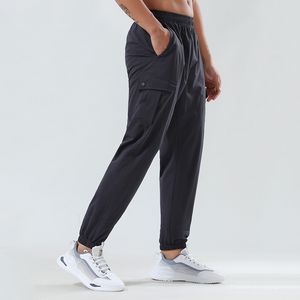 LL Heren Jogger Lange Broek Sport Yoga Outfit Fietsen Trekkoord Gym Zakken Joggingbroek Broek Heren Casual Elastische taille Fitness LL123