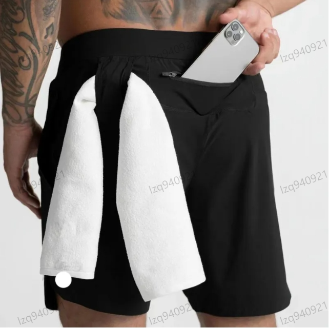LL Pantalon de jogging pour hommes Suit de yoga Fast Fast Dry Rise Shorts Table à crampons Panneau de poche