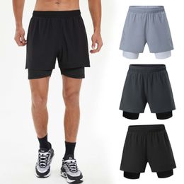 LL Pantalones cortos de yoga para hombres Pantalones cortos Sports Swry Dry Entrenamiento informal transpirable Running Fitness Soft y liviano Camiseta de manga corta que coincide con