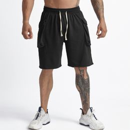 LL hombres Yoga deportes pantalones cortos de algodón con bolsillos teléfono móvil Casual correr gimnasio quinto pantalón Jogger para hombre K-91