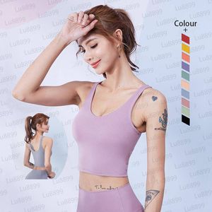 Lu-088 Align Women Sports Yoga Bra Débardeur sexy Gilet de yoga serré avec coussinet de poitrine sans beurre Doux athlétique Fitness Vêtement Logo personnalisé Gilet de mode 16 couleurs