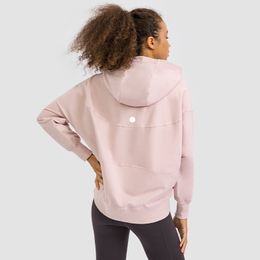 LL New Yoga Outfit Loose Casual Hooded Sports Hoodie Women Yoga Long Sleeve Running Fitness Top