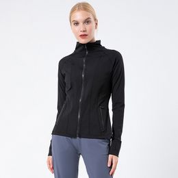 LL New Zipper Jacket Women's Quick Dry Yoga Set Long Sleeve Thumbhole Training Running Fitness Coat