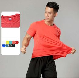 LL Sports de plein air pour hommes, couleur unie, manches courtes, respirant, Absorption de la sueur, élastique, amincissant, nouveau style assorti