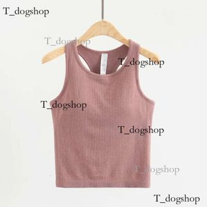 Ll Raceback Yoga Tops Lu Women Fiess sans manches Summer Cami Sports Sports Slim Rouged Running Gym Crop Vest Construit In Bra Top 751