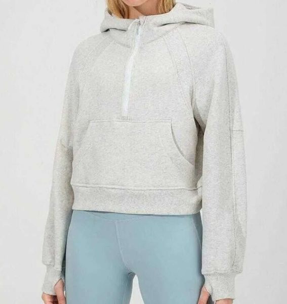 LL Même modèle Yoga demi-zip sweat à capuche avec trou pour le pouce manteau à capuche épais sport gym fitness veste femme pull mode 33