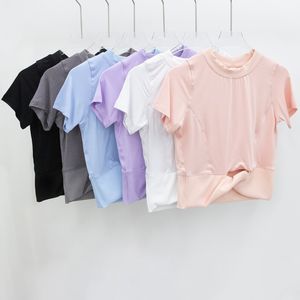 LL shirt met korte mouwen tie-tie-tas-ademende crewneck bijgesneden t-shirt lopende vest zacht en lichtgewicht tee bijpassende hoge taille heup heup yogabroek