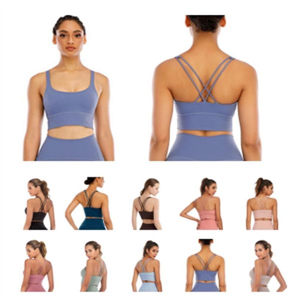 LL Sujetadores deportivos para mujer Espalda cruzada con copas extraíbles Entrenamiento de bajo impacto Fitness Yoga Camisetas sin mangas recortadas256f